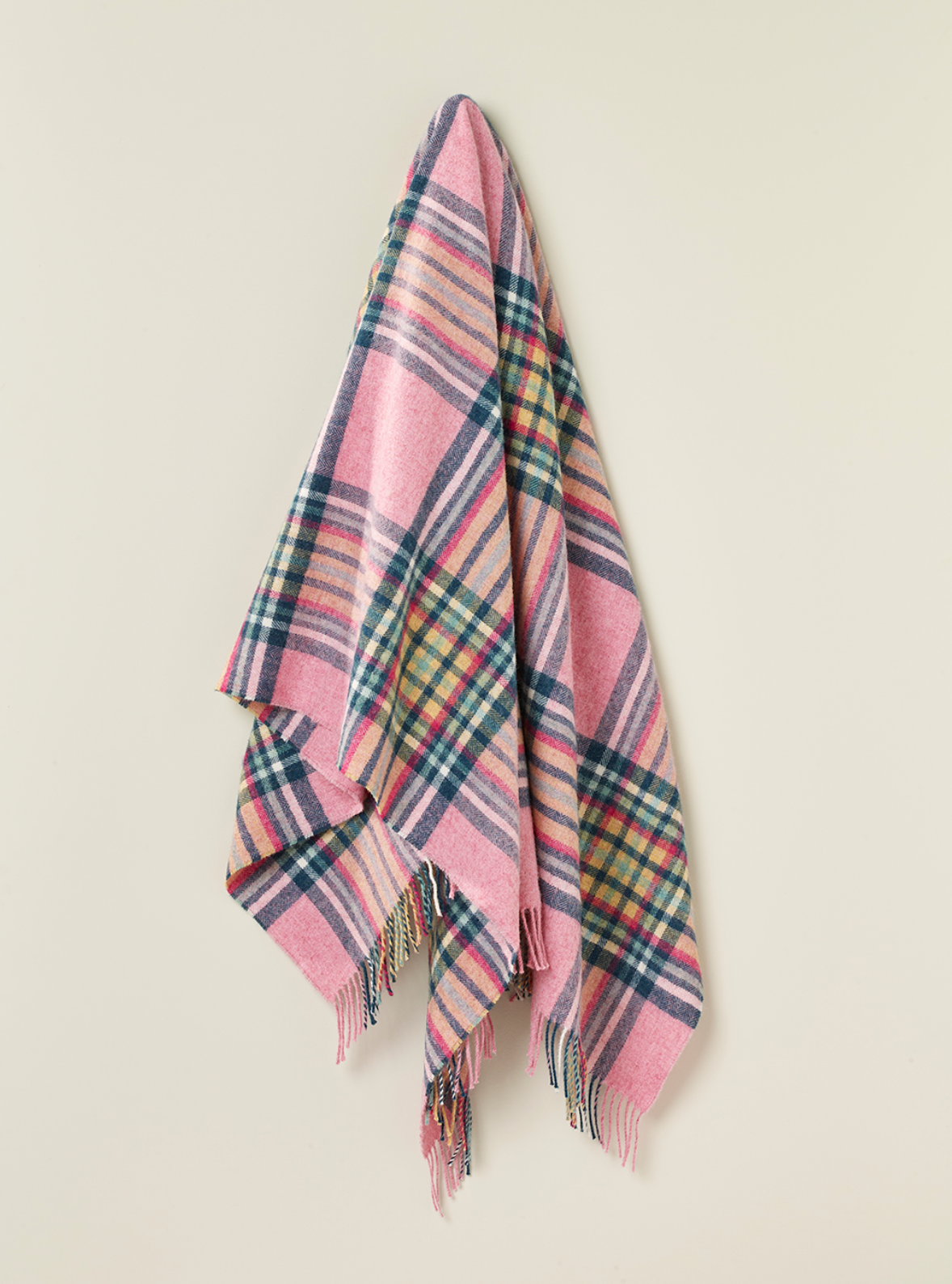 Bronte By Moon St Ives Shetland Wool Throw Blanket, Pink