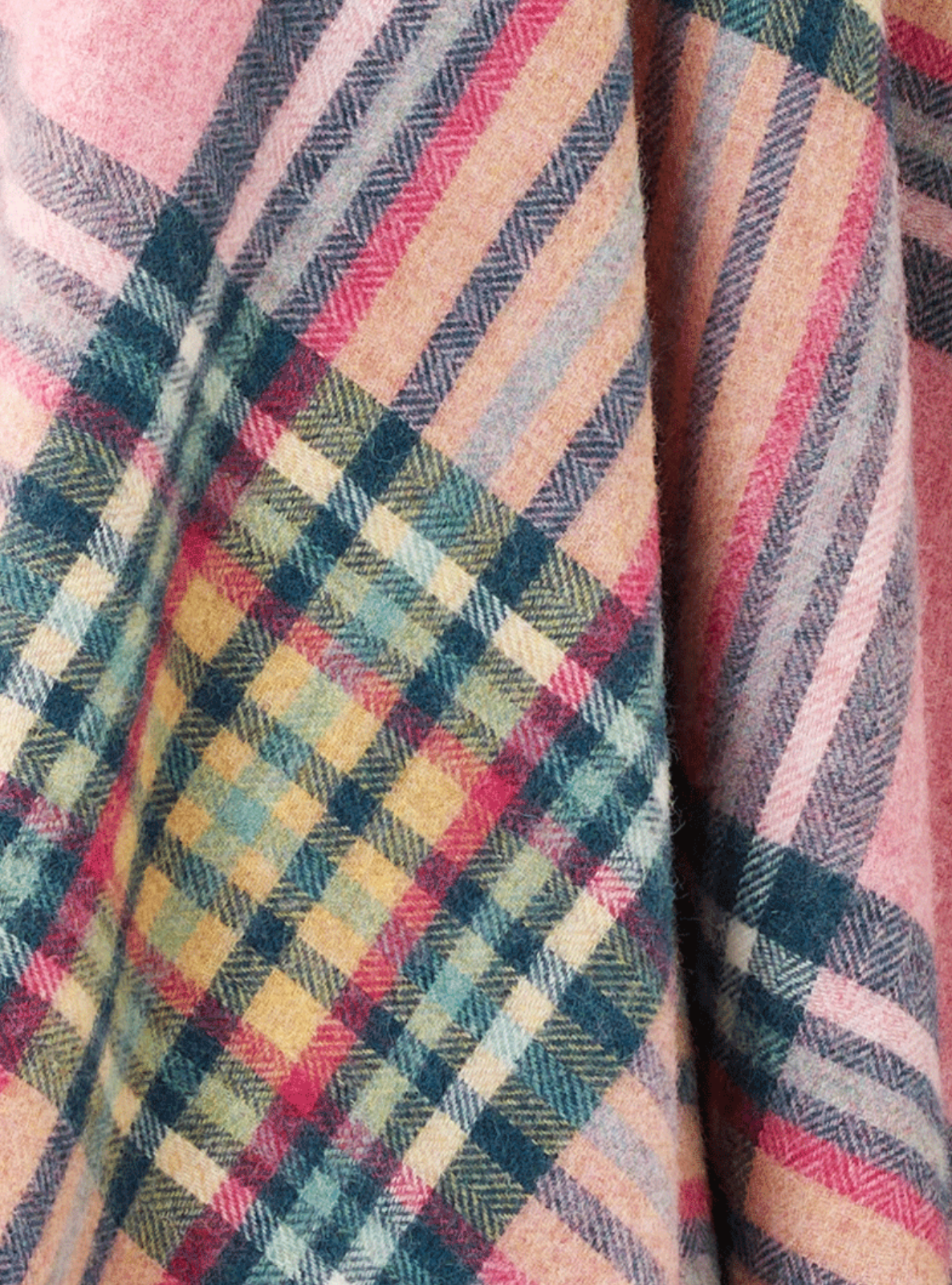 Bronte By Moon St Ives Shetland Wool Throw Blanket, Pink
