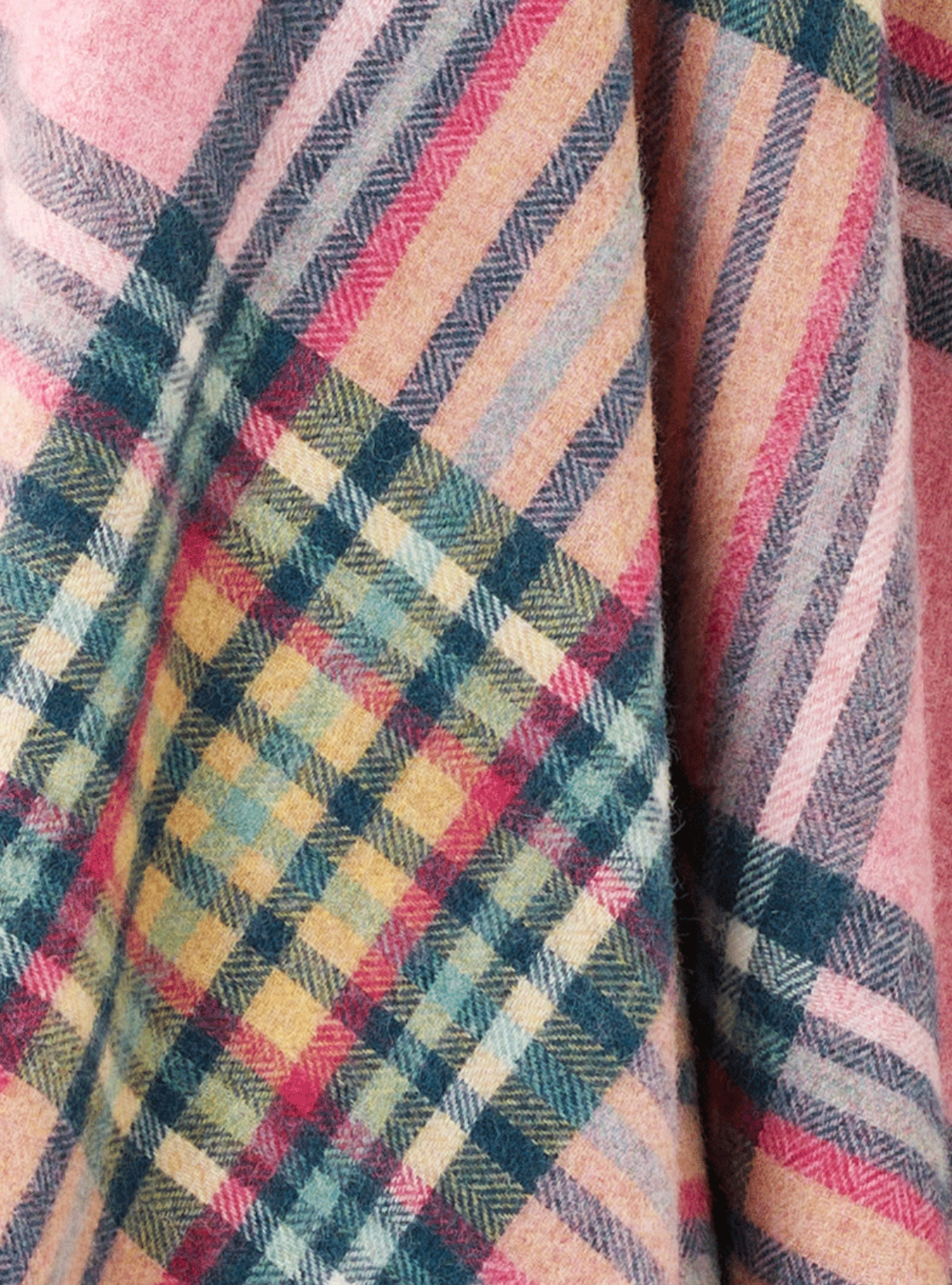 Bronte By Moon St Ives Shetland Wool Throw, Pink