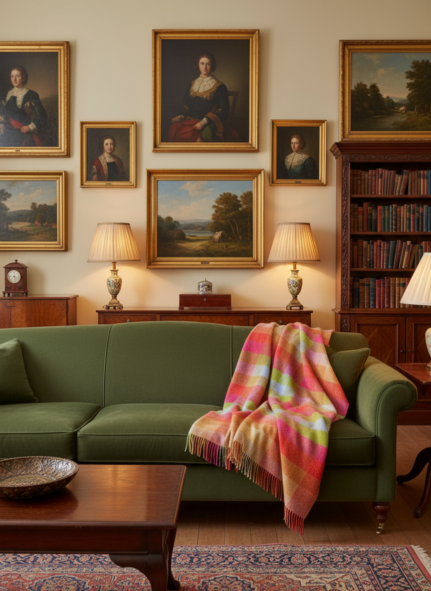 Bronte By Moon Harlequin Shetland Wool Throw, Sunshine