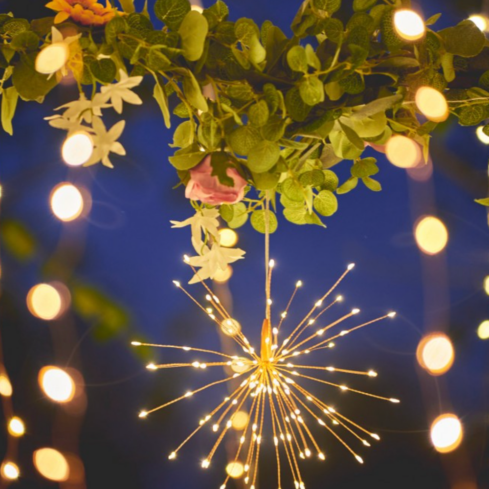 Hanging Starburst LED Fairy Light Copper (Battery Operated)