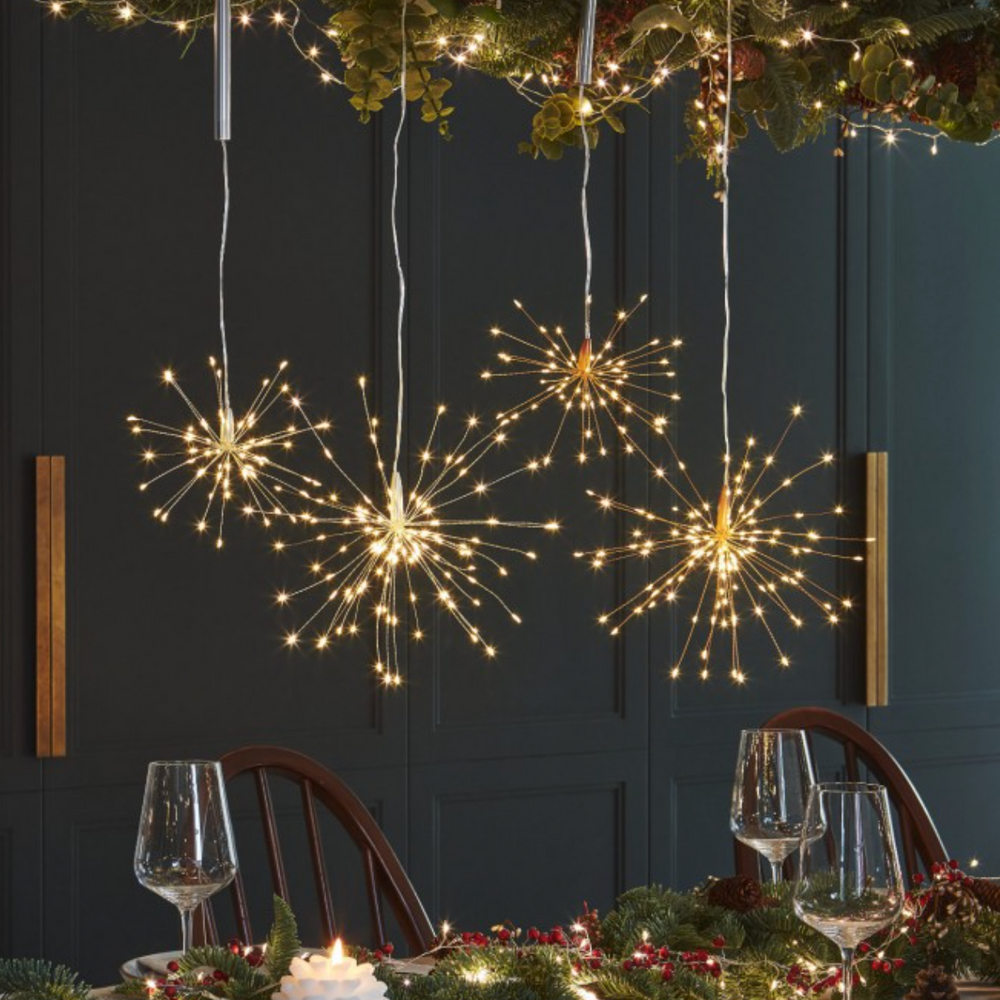Hanging Starburst LED Fairy Light Copper (Battery Operated)