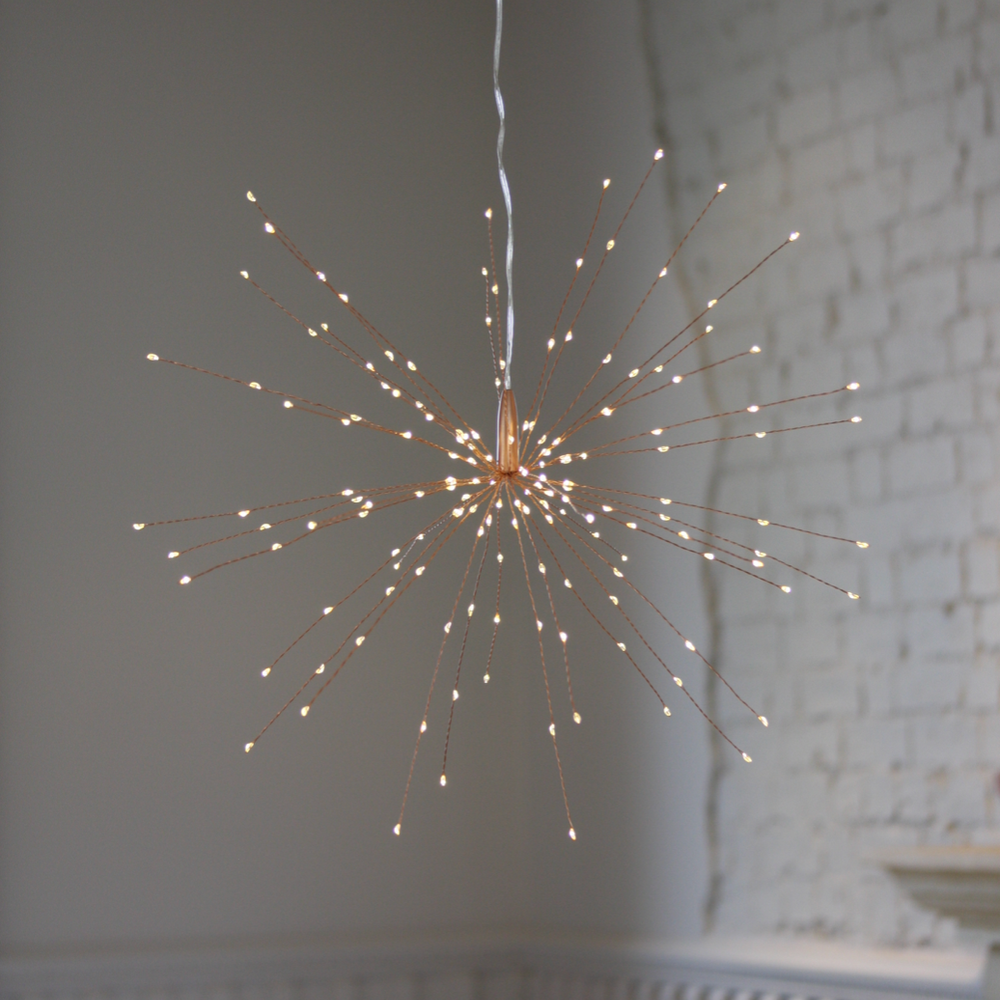 Hanging Starburst LED Fairy Light Copper (Battery Operated)