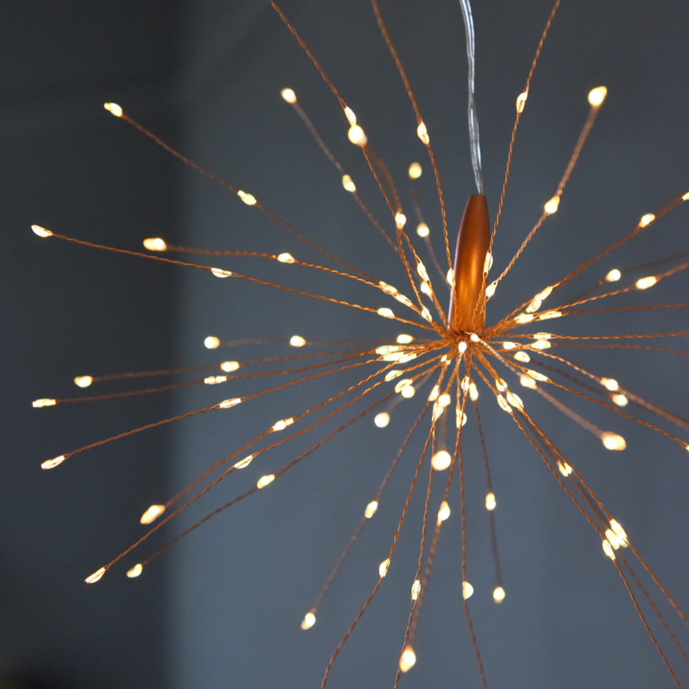 Hanging Starburst LED Fairy Light Copper (Battery Operated)