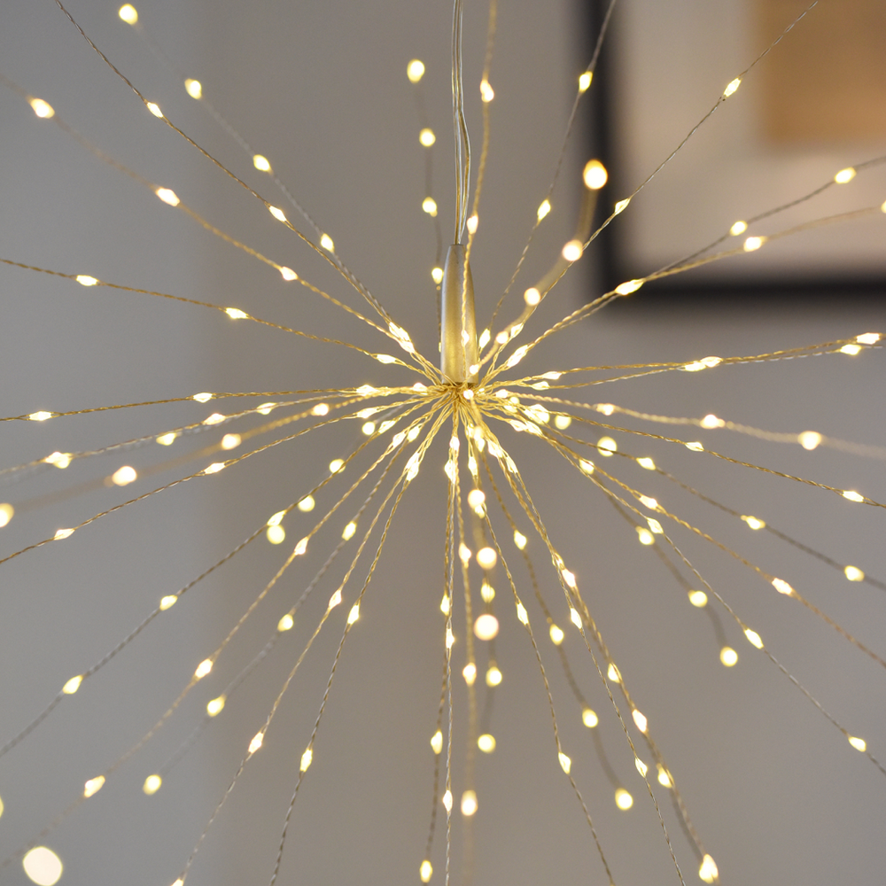 Hanging Starburst LED Fairy Light Silver (Battery Operated)