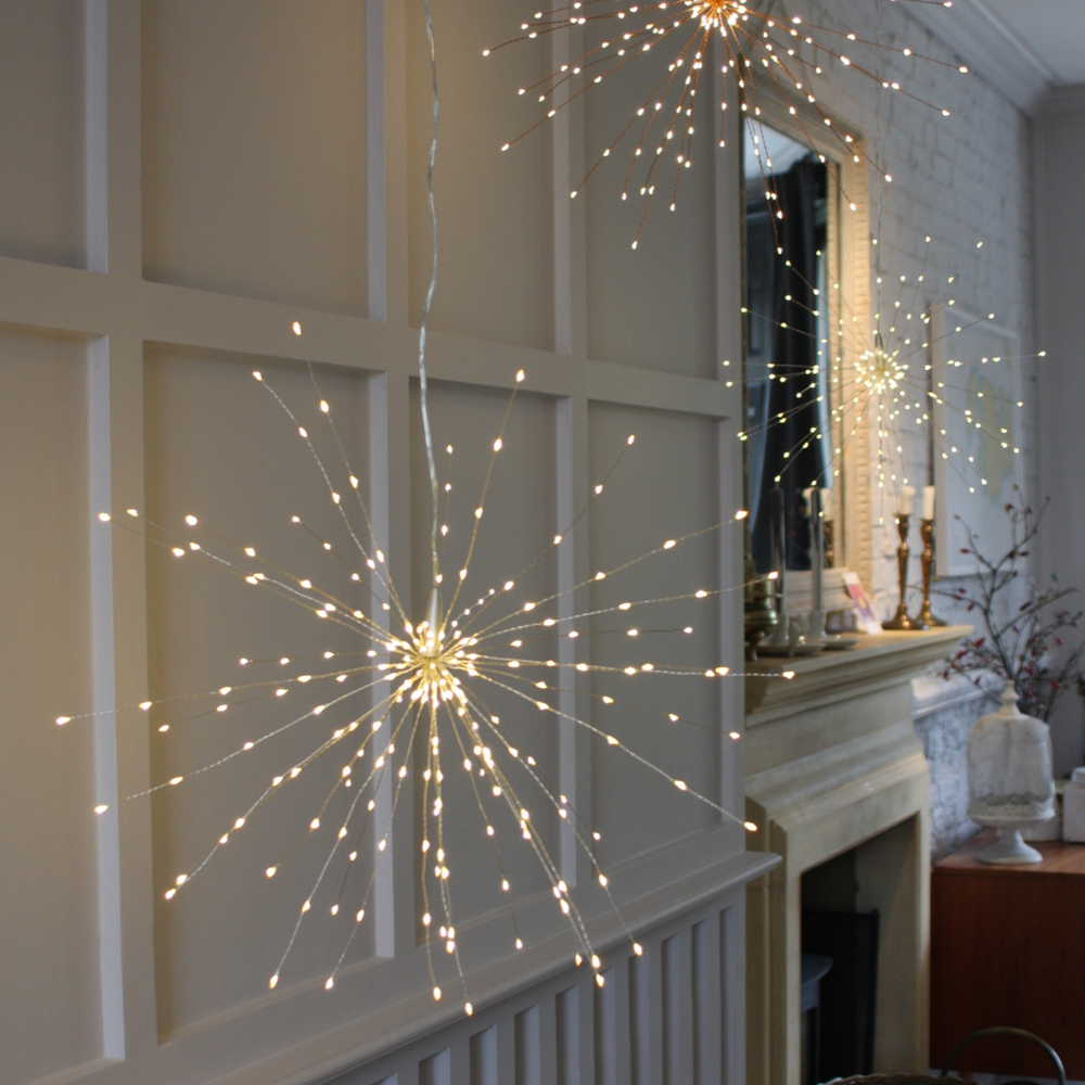 Hanging Starburst LED Fairy Light Copper (Battery Operated)
