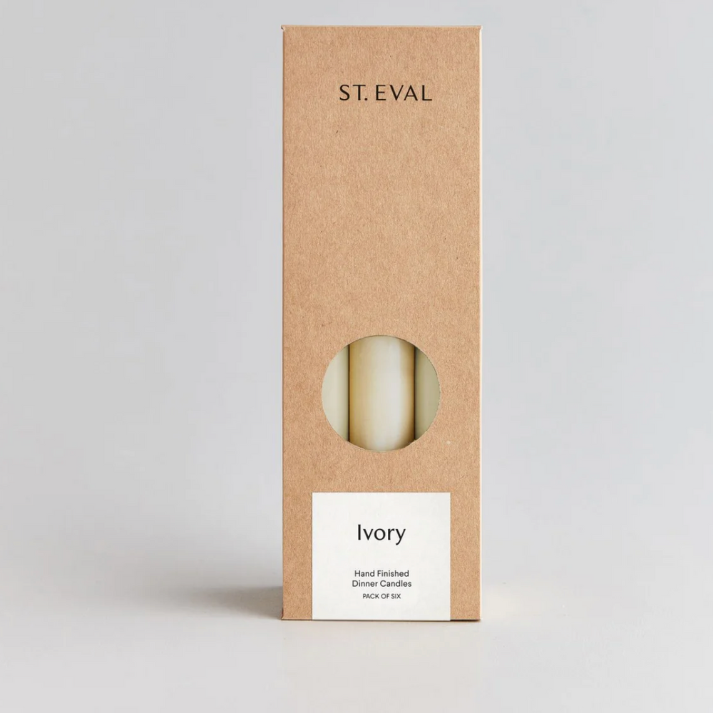 St Eval Unscented Dinner Candle, Ivory (Pack Of 6)