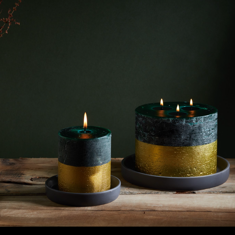 St Eval Gold Dipped Scented Pillar Candle, Winter Thyme