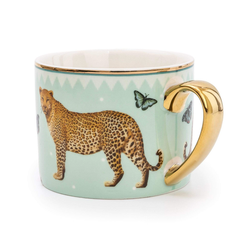 Wild Garden Straight Sided Porcelain Mug, Leopard