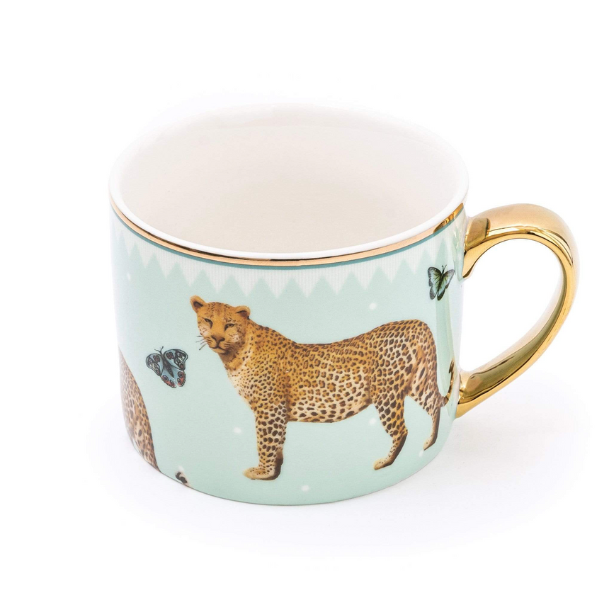 Wild Garden Straight Sided Porcelain Mug, Leopard
