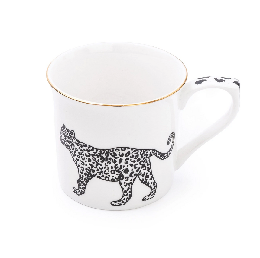 Fine Bone China Monochrome Mug, Cheetah
