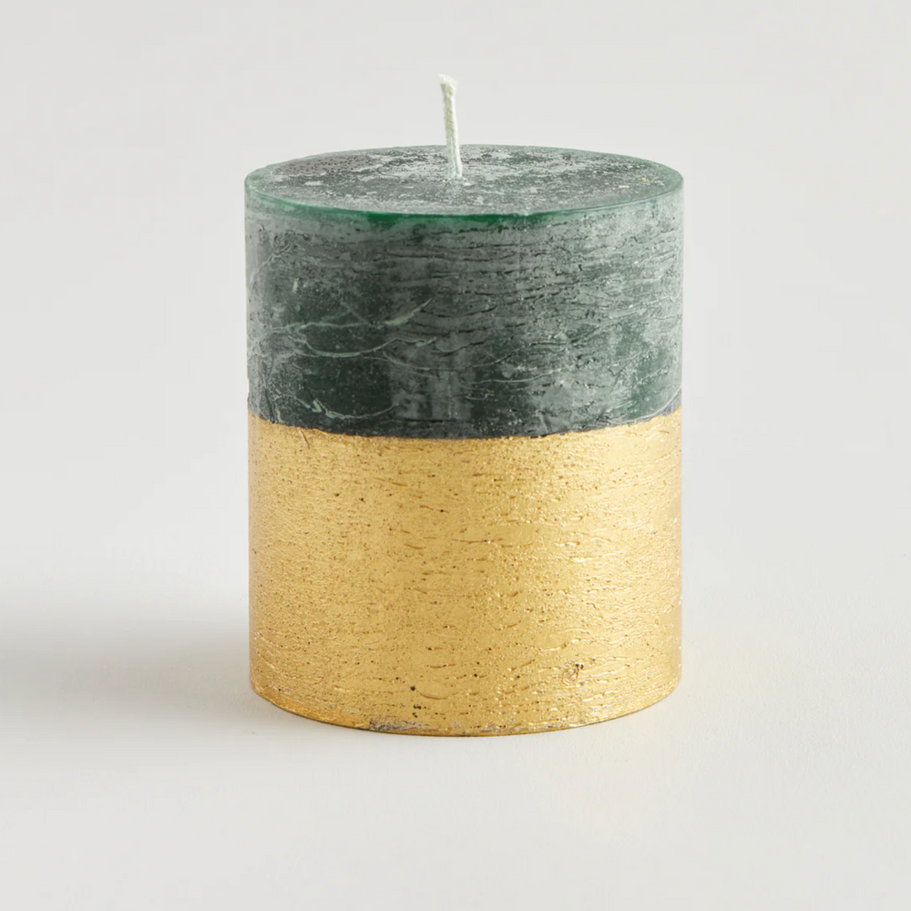 St Eval Gold Dipped Scented Pillar Candle, Winter Thyme