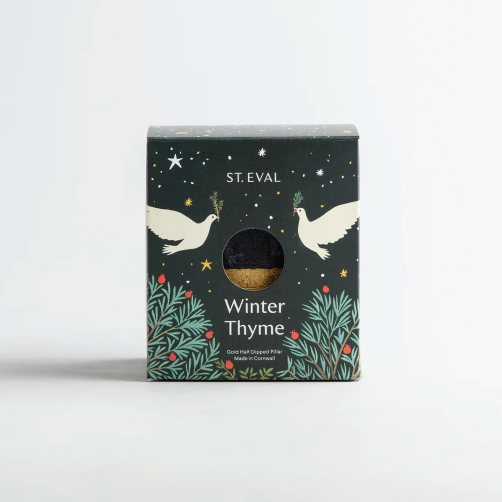 St Eval Gold Dipped Scented Pillar Candle, Winter Thyme