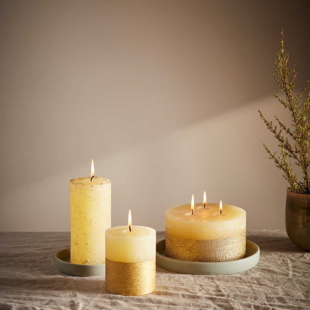 St Eval Gold Dipped Scented Pillar Candle ,Inspiritus