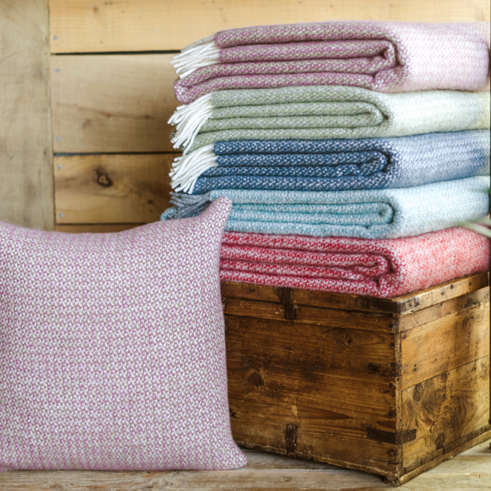 Tweedmill Illusion Pure New Wool Throw, Spearmint & Grey