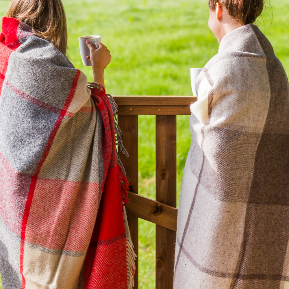 Tweedmill Block Check Pure New Wool Throw, Red