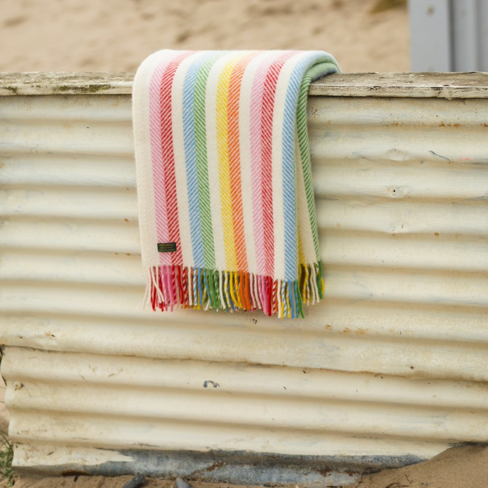 Tweedmill  Pure New Wool Throw, Stripe Rainbow