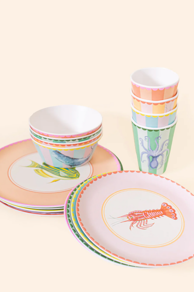 Yvonne Ellen Under The Sea Melamine Picnic Side plates, (Set Of 4)