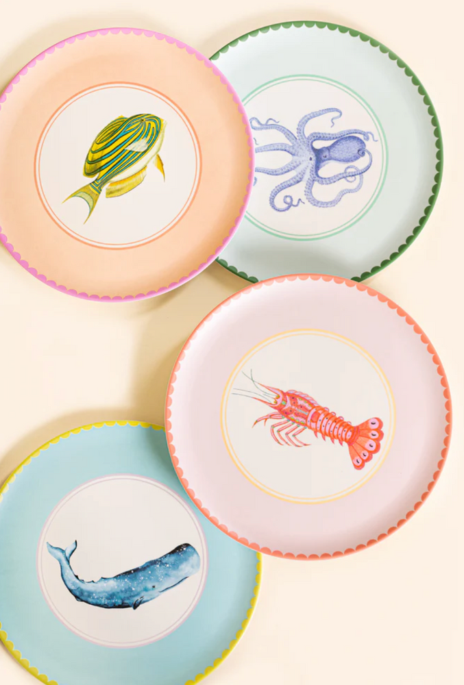 Yvonne Ellen Under The Sea Melamine Picnic Side plates, (Set Of 4)
