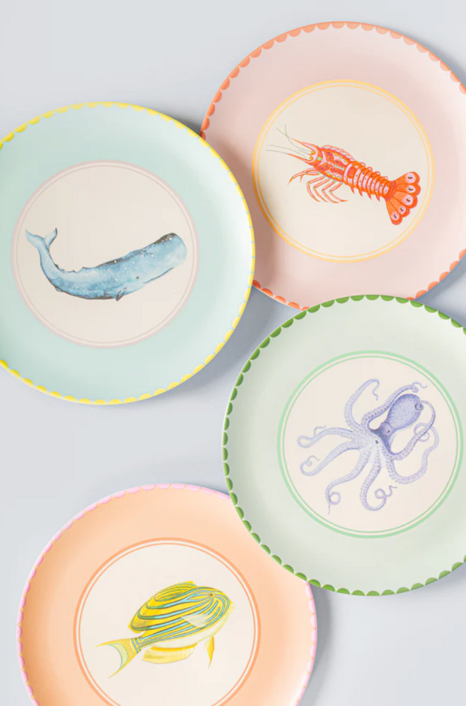 Yvonne Ellen Under The Sea Melamine Picnic Side plates, (Set Of 4)