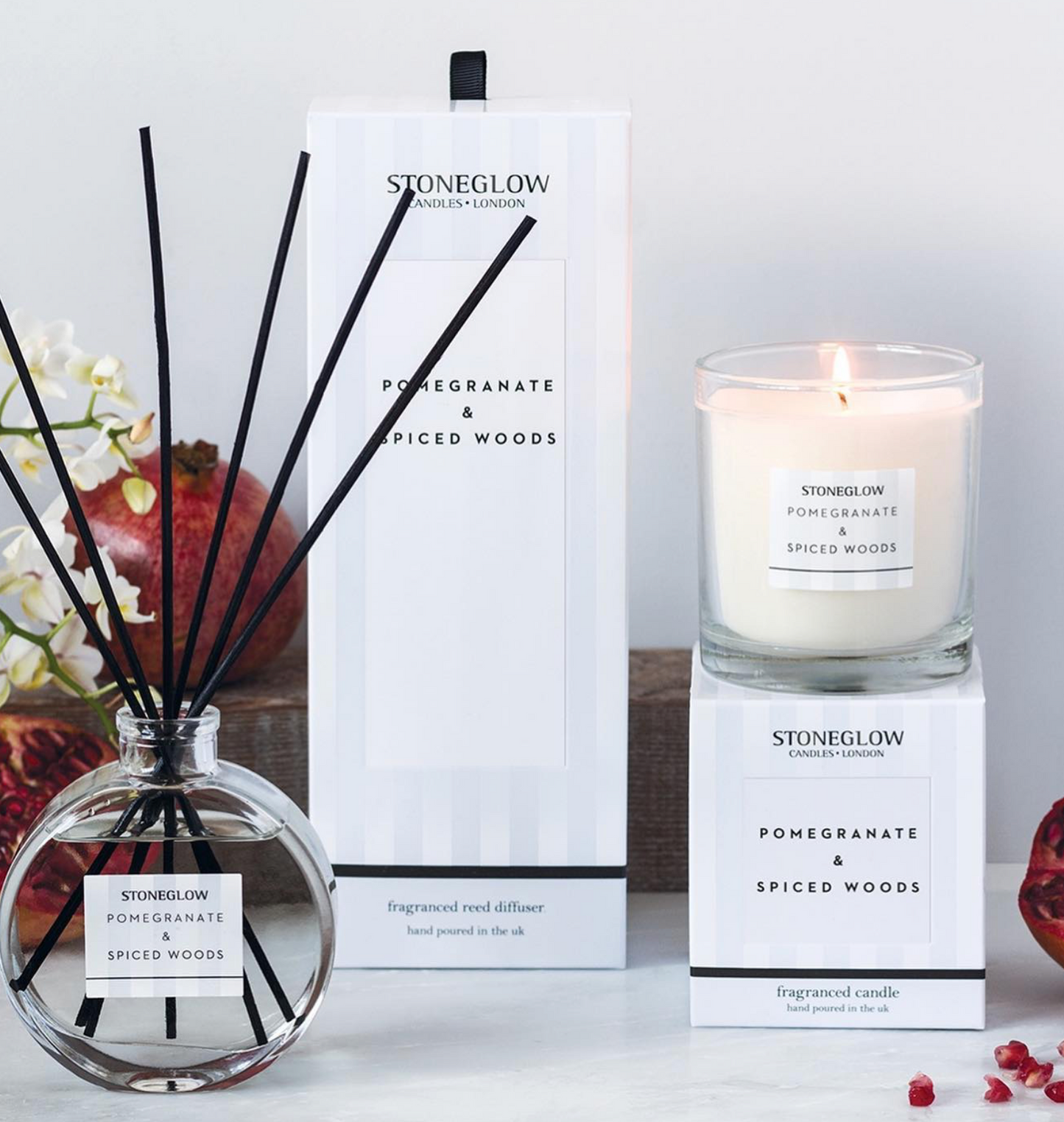 Stoneglow Modern Classics Collection Reed Diffuser, Pomegranate & Spiced Woods