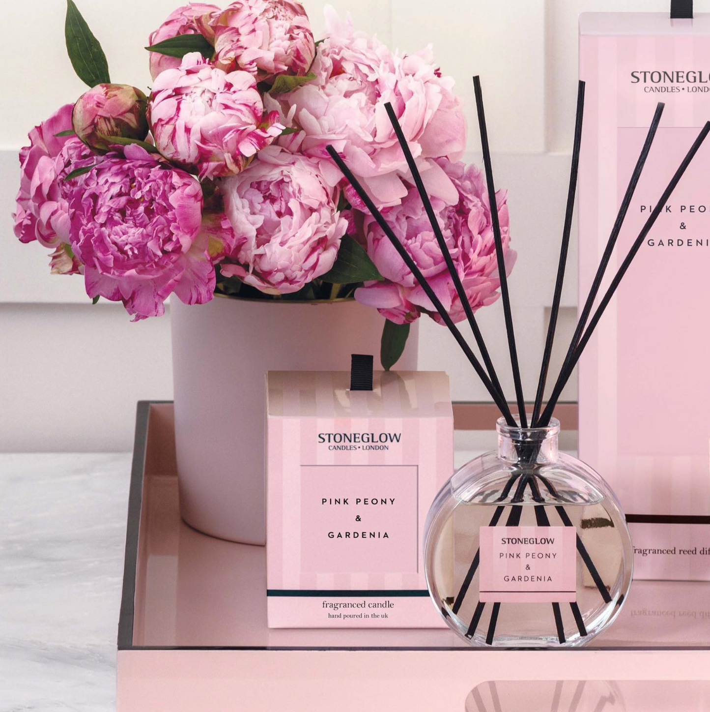 Stoneglow Modern Classics Collection Reed Diffuser, Pink Peony & Gardenia