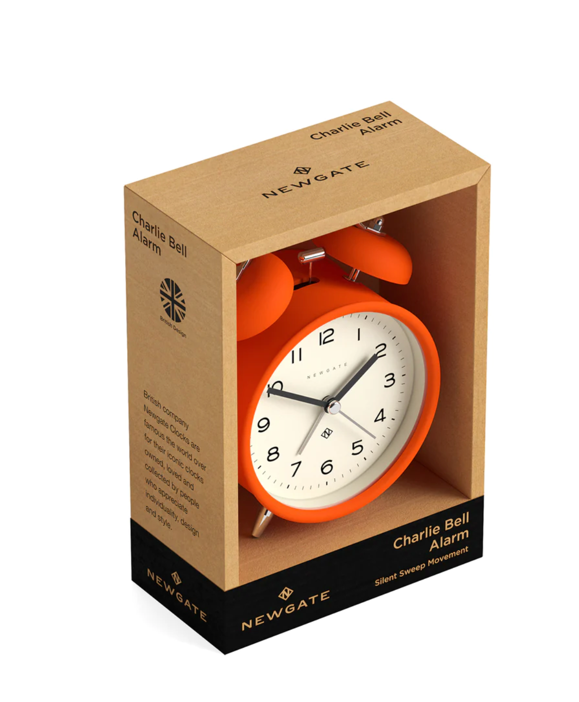 Newgate Charlie Bell Echo Alarm Clock, Orange