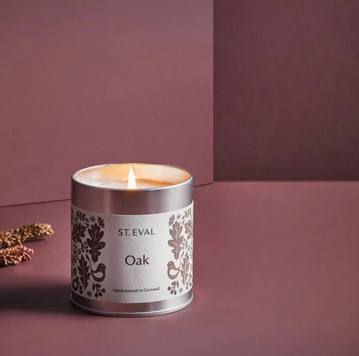 St Eval Oak Scented Tin Candle