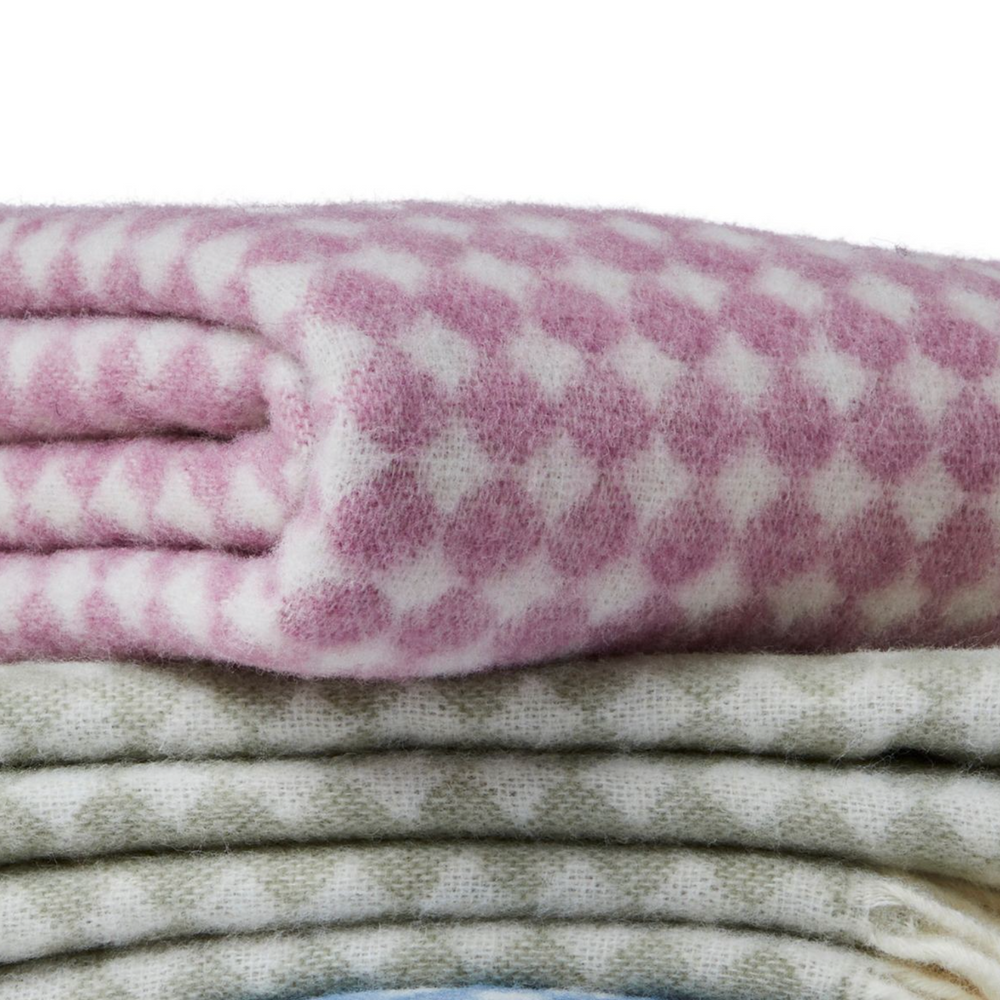 Tweedmill Jacquard Spot Pure New Wool Reversible Throw, Mulberry