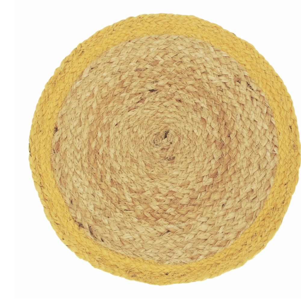 Walton & Co Circular Fiesta Jute Placemat, Ochre