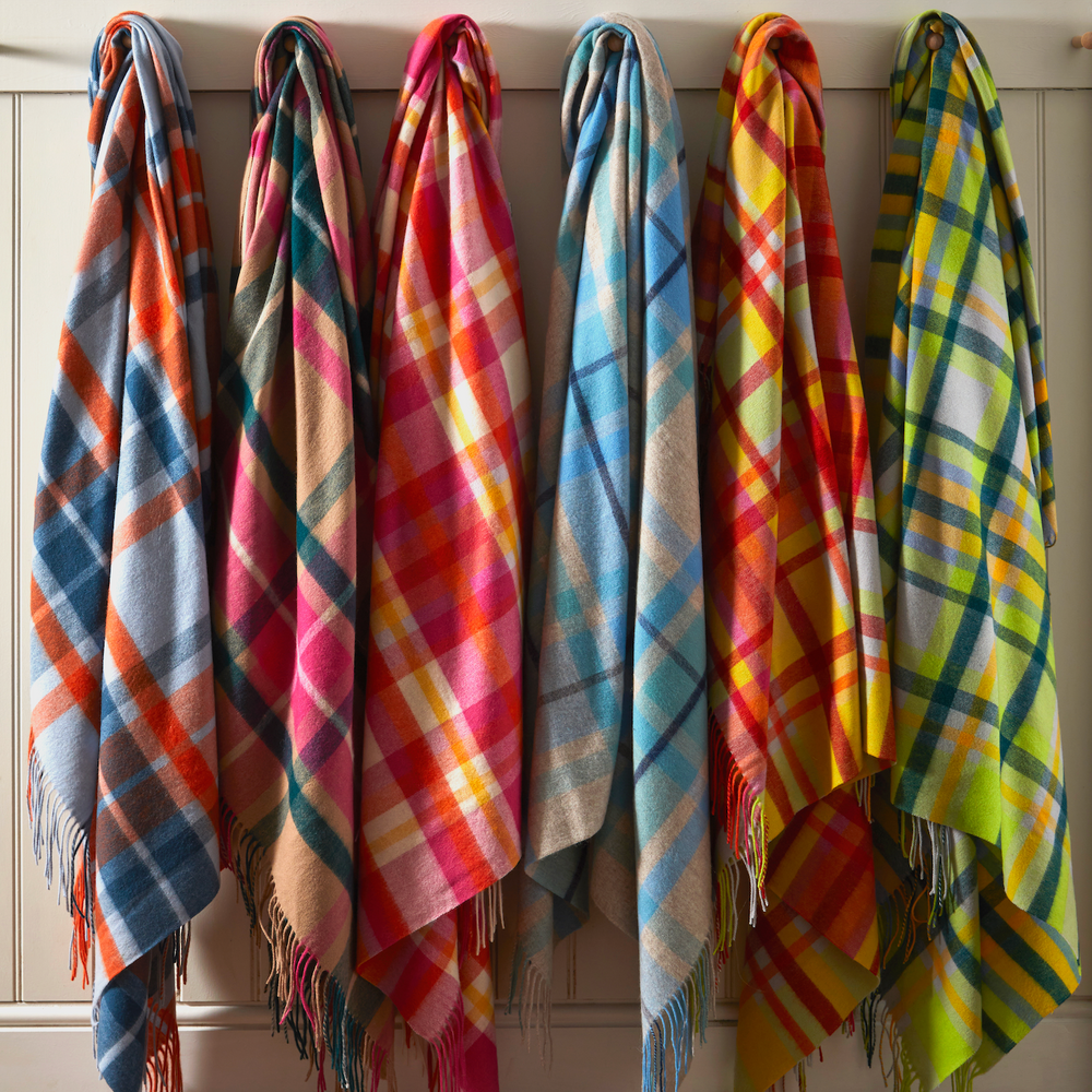 Tweedmill Lambswool Throw, Bright Check Rio