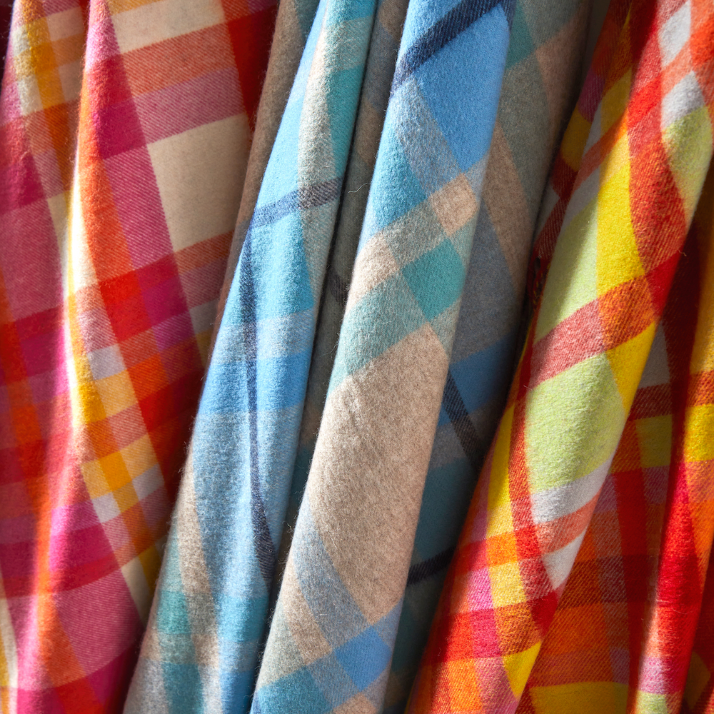 Tweedmill Lambswool Throw, Bright Check, Jolly