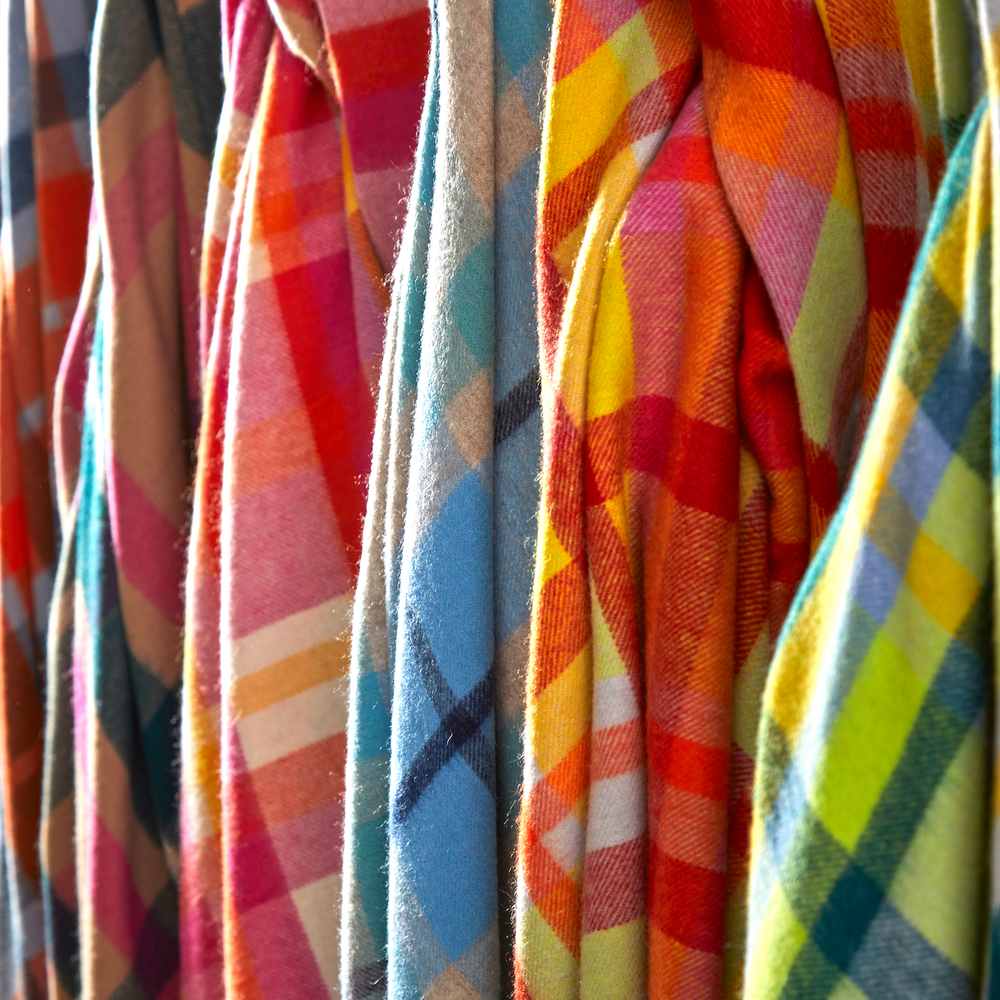 Tweedmill Lambswool Throw, Bright Check Rio