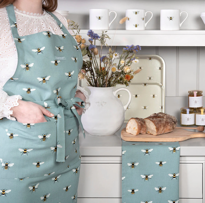 Sophie Allport Cotton Apron Bees ,Teal