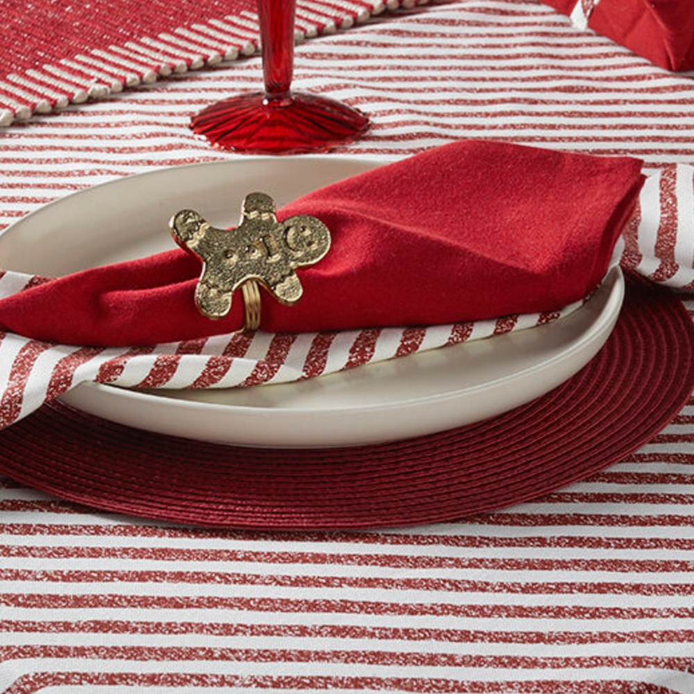 Walton & Co Candy Cane Tablecloth, Red