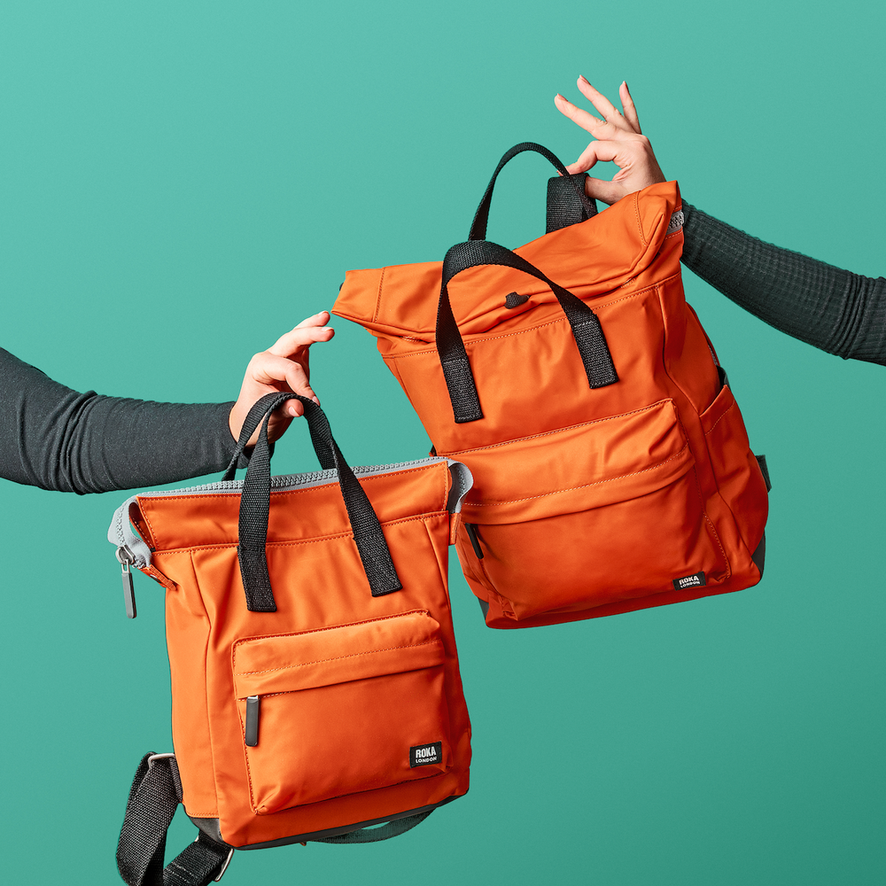 Roka London Black Label, Bantry B Small Rucksack, Burnt Orange (Sustainable Nylon)