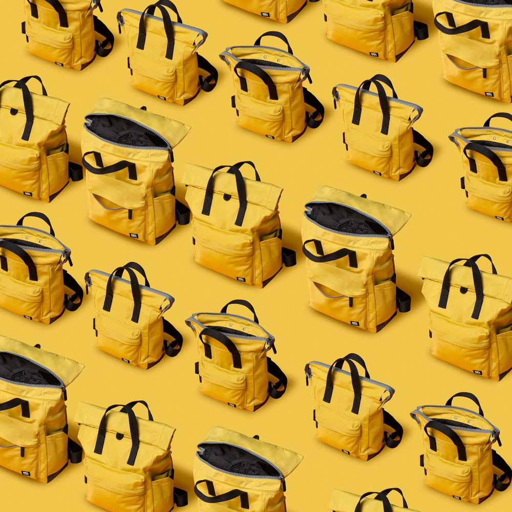 Roka London Black Label, Bantry B Small Rucksack, Corn (Sustainable Nylon)