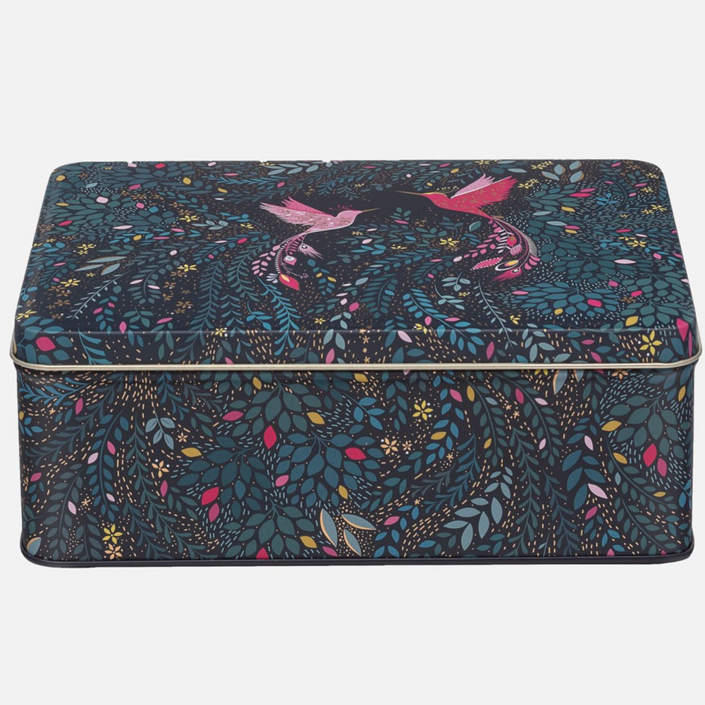 Sara Miller Deep Rectangular Storage Tin, Hummingbird Paradise