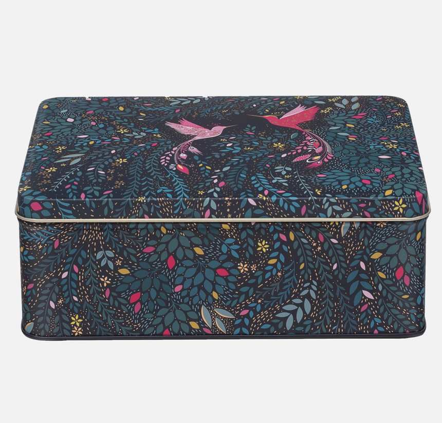 Sara Miller Deep Rectangular Storage Tin, Hummingbird Paradise