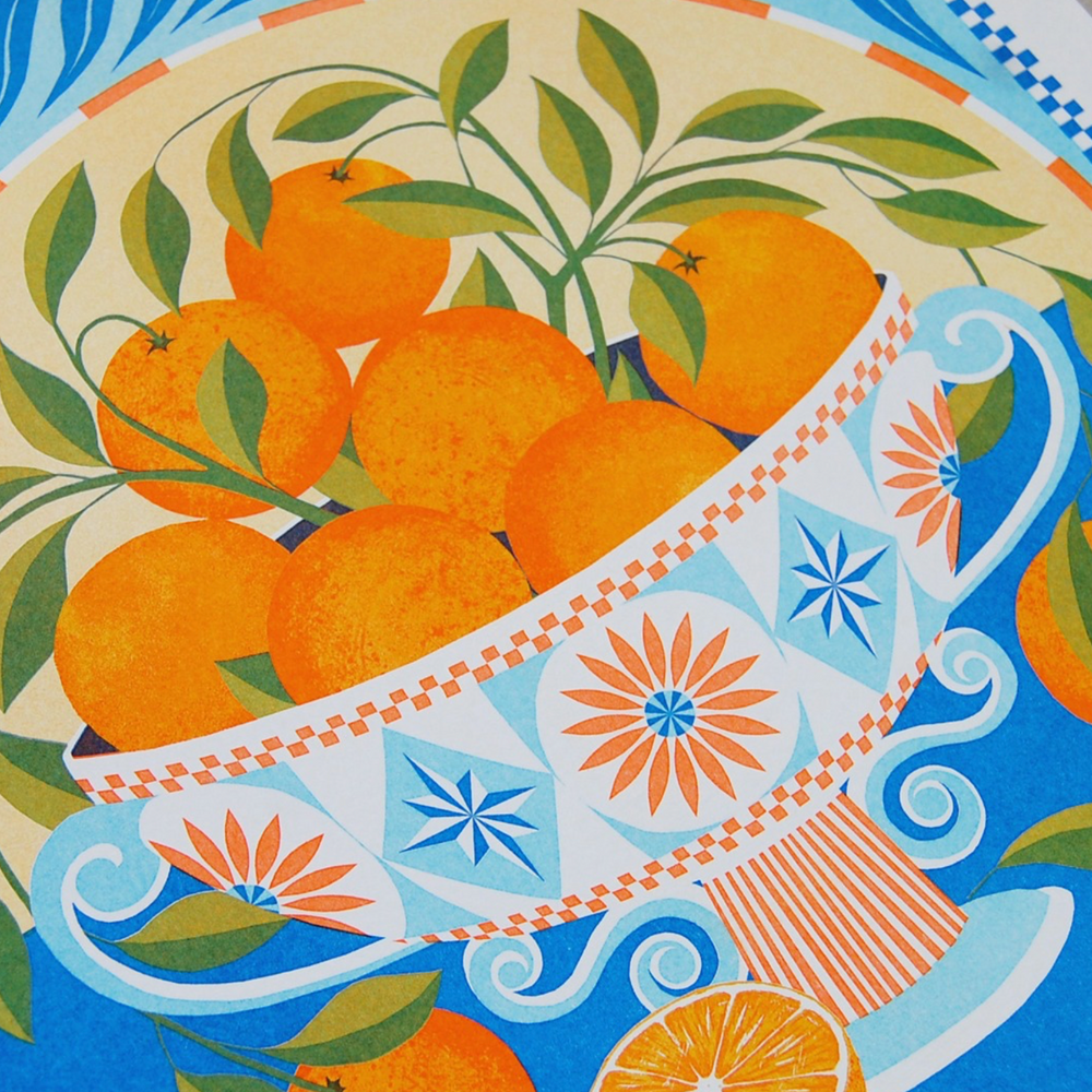 Printer Johnson Cotton Tea Towel, Orange Bowl