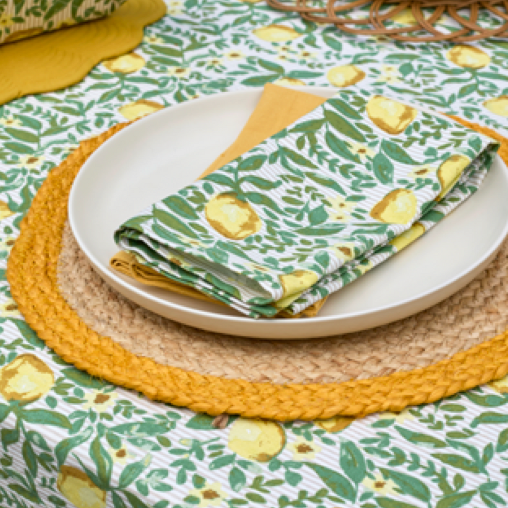 Walton & Co Circular Fiesta Jute Placemat, Ochre