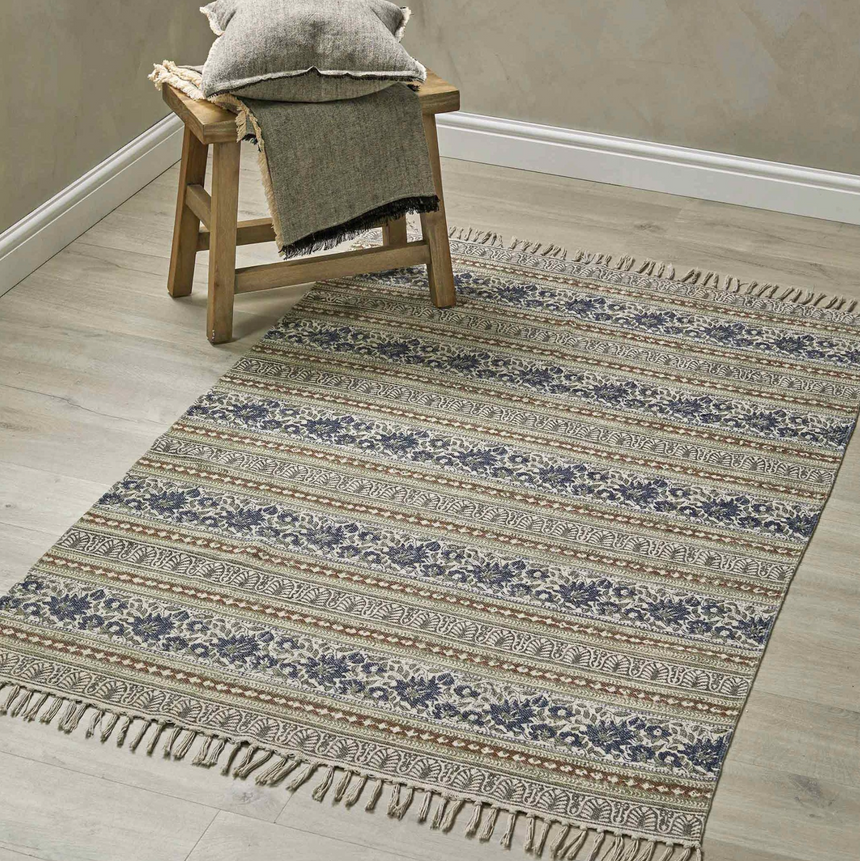 Walton & Co Loire Hand Printed Cotton Rug 120 x 180cm