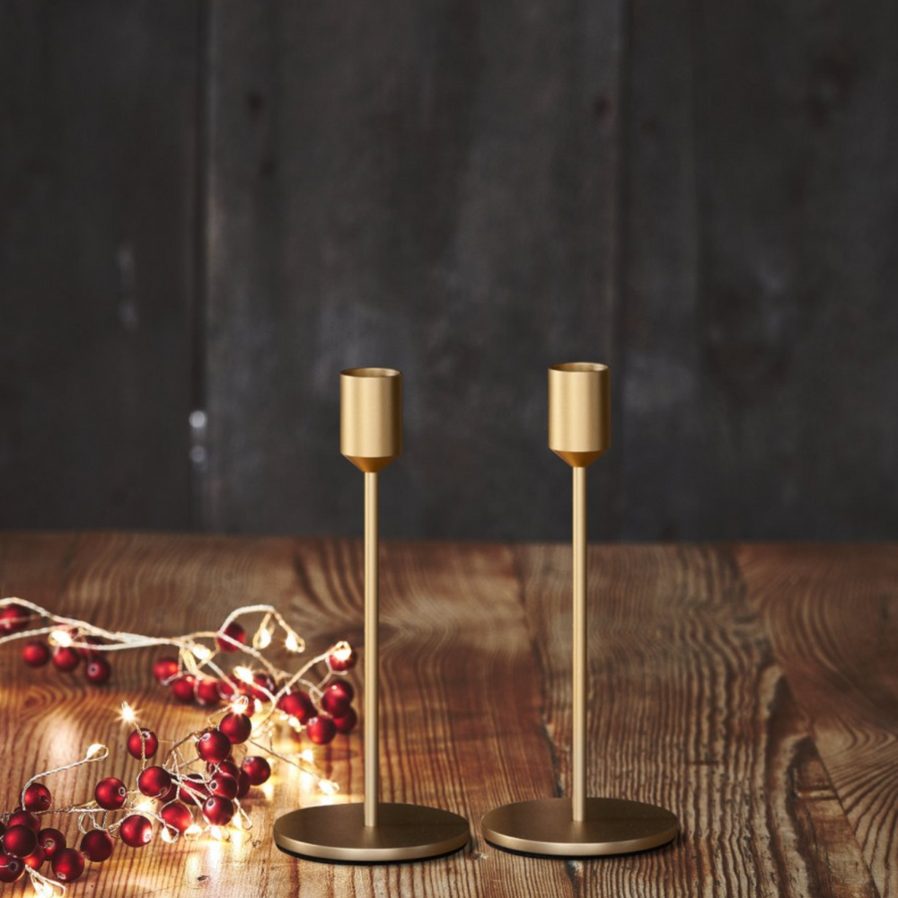 Candle Holder, Matt Gold ( Set Of 2 )