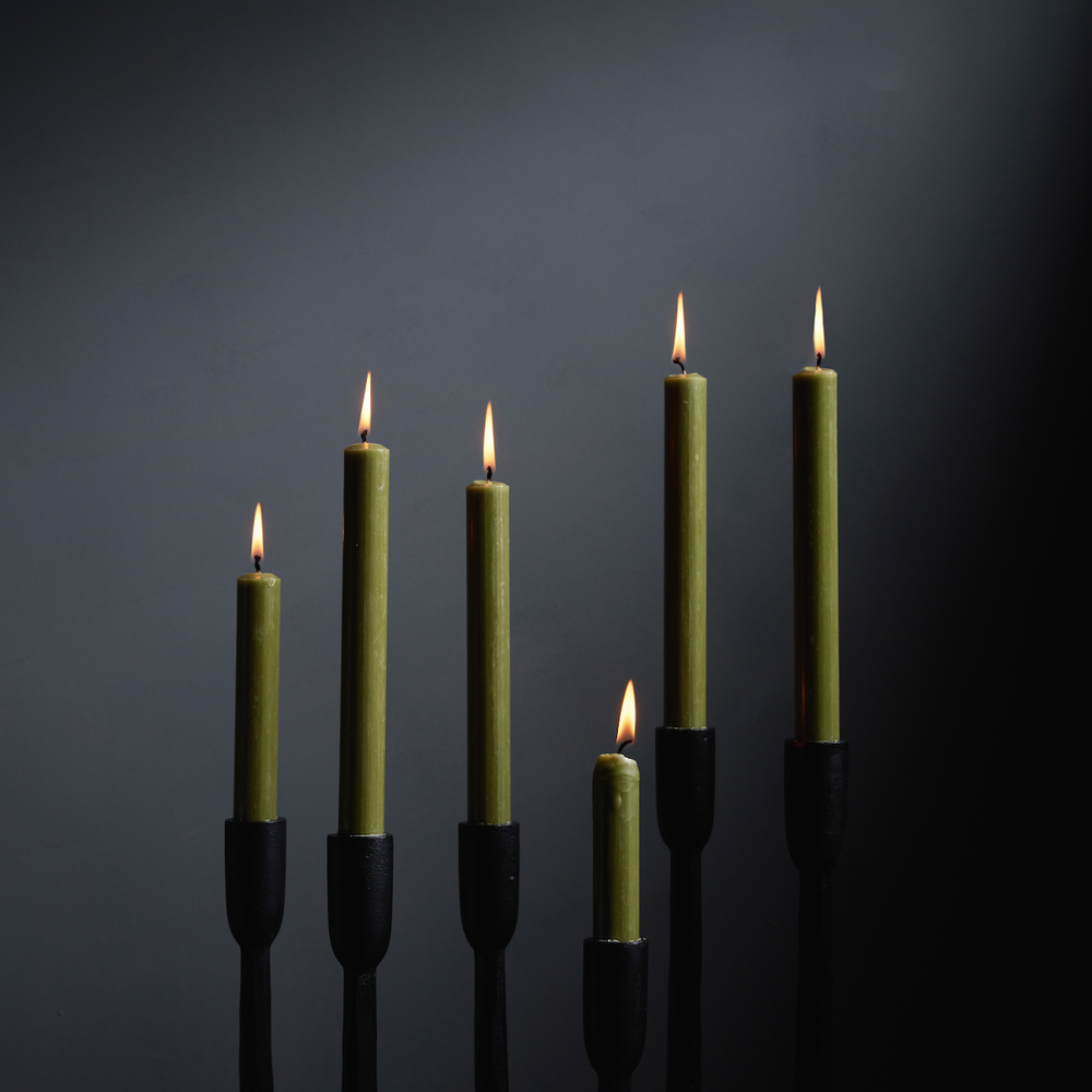 St Eval Unscented Dinner Candle, Olive Green  (Pack Of 6)