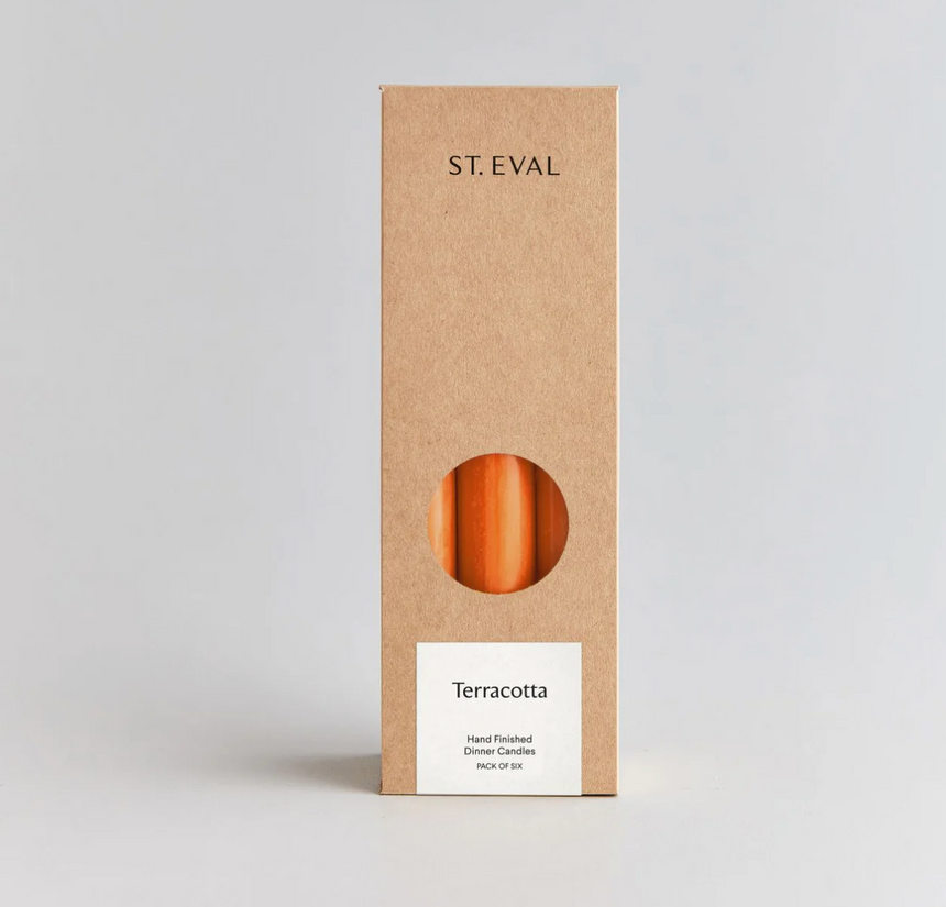 St Eval Unscented Dinner Candle, Terracotta (Pack Of 6)
