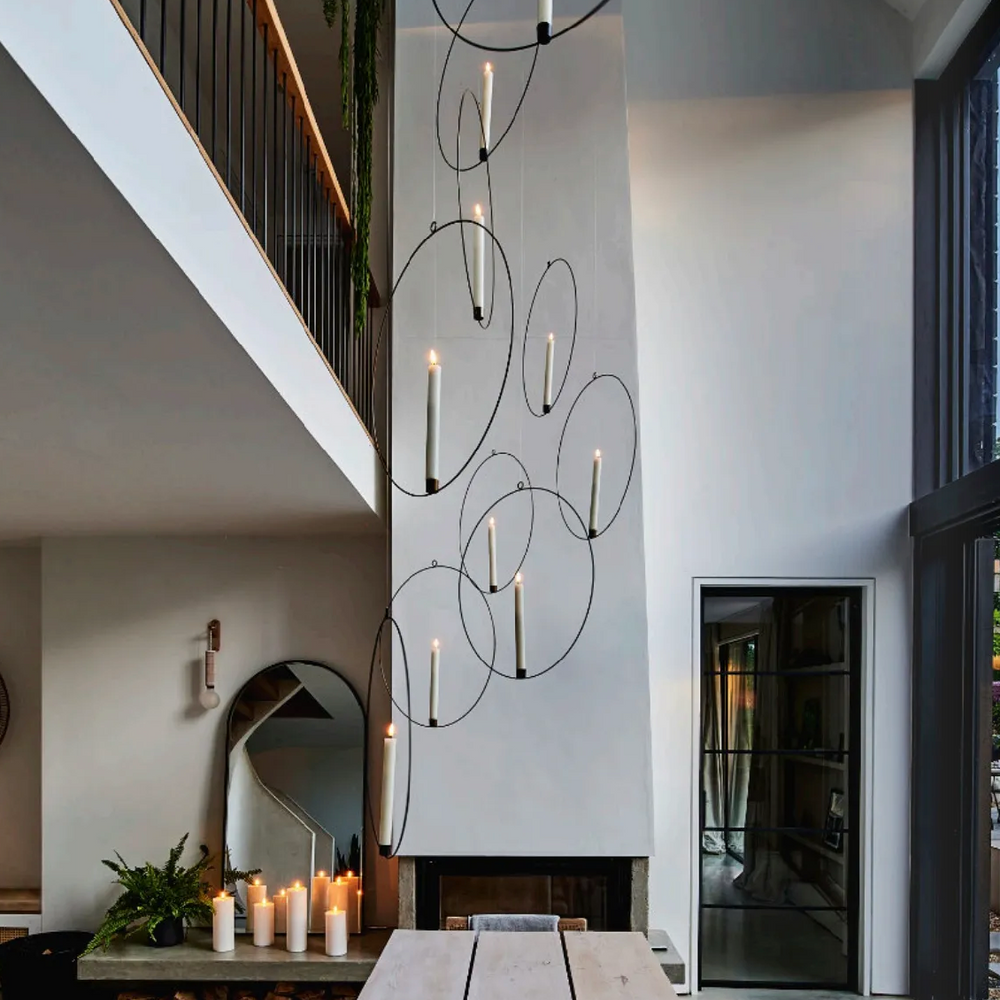 LED Hanging Candle Ring, Black