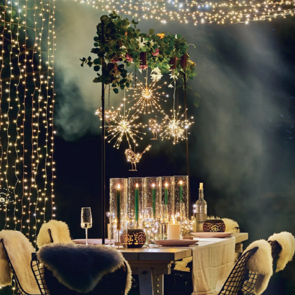 Hanging Starburst LED Fairy Light Copper (Battery Operated)
