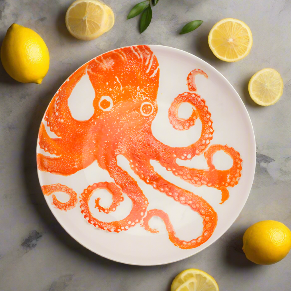Bliss Home Supper Bowl, Orange Octopus
