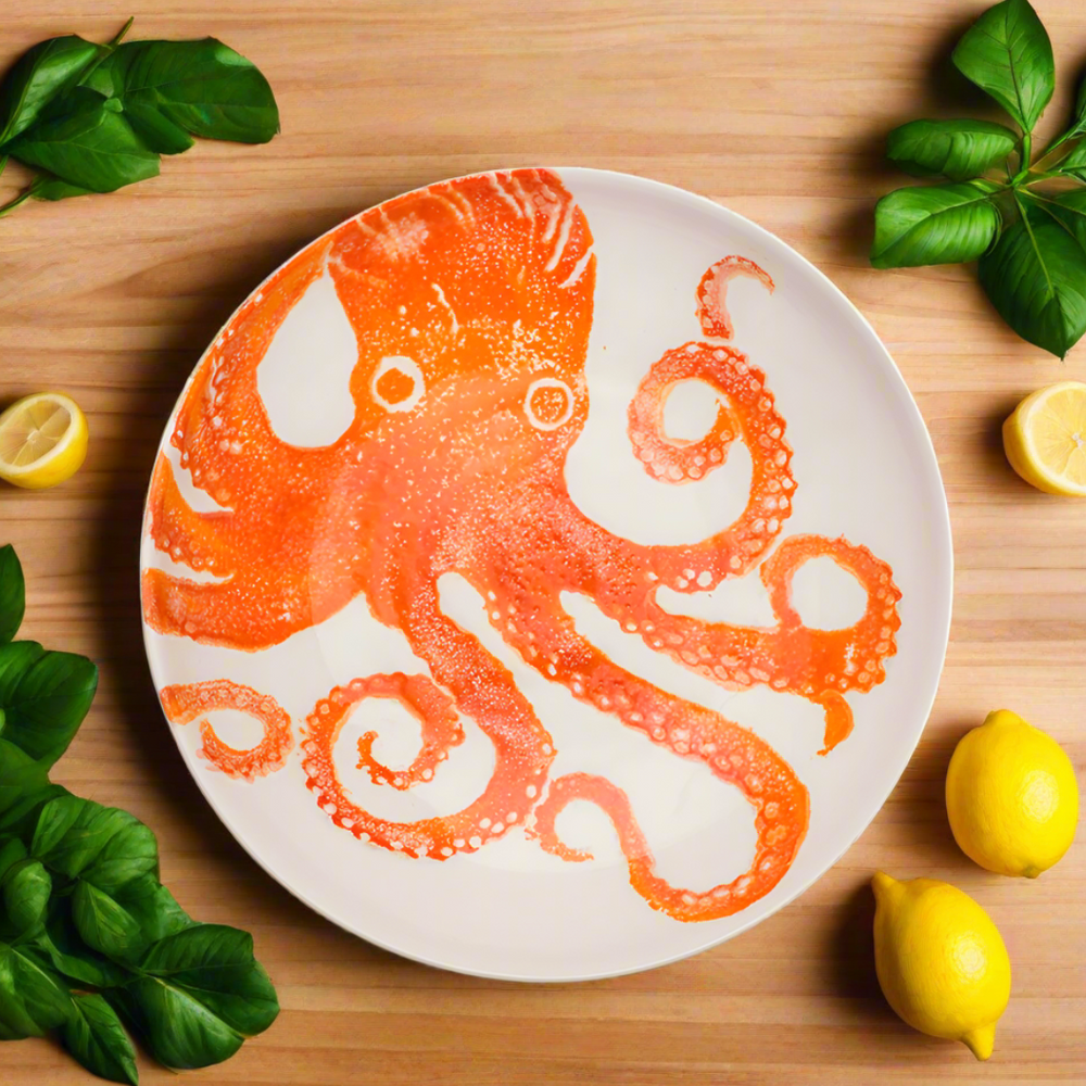 Bliss Home Supper Bowl, Orange Octopus