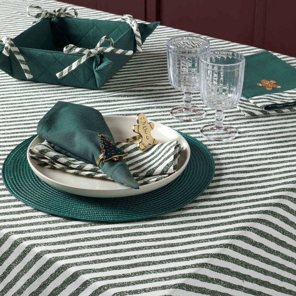Walton & Co Candy Cane Tablecloth, Green